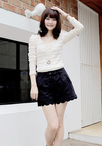 สแกลลอป - กางเกงขาสั้นกุ๊นขอบรูปหอย