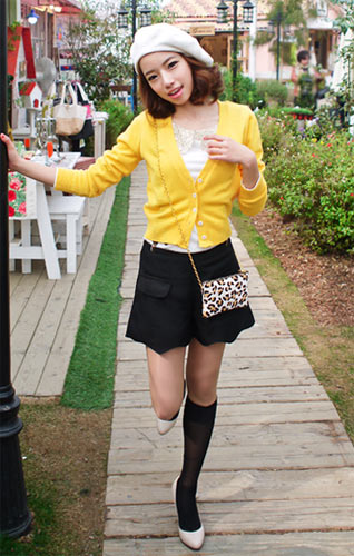 สแกลลอป - กางเกงขาสั้นกุ๊นขอบรูปหอย