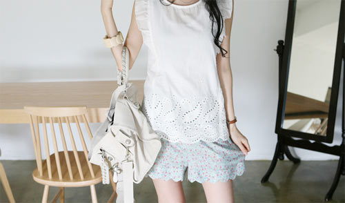 สแกลลอป - กางเกงขาสั้นกุ๊นขอบรูปหอย