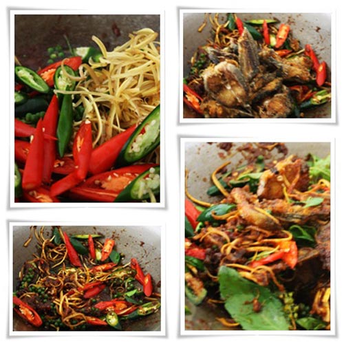 ผัดเผ็ดปลาดุกทอด กะเพรากรอบ