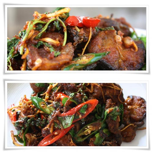 ผัดเผ็ดปลาดุกทอด กะเพรากรอบ