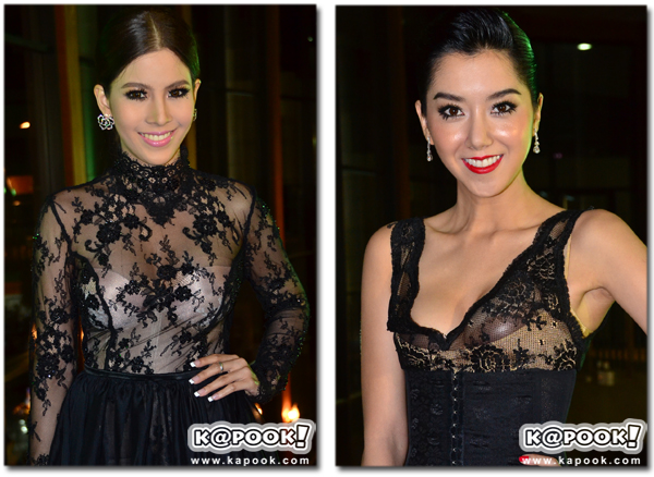 ชุดราตรีผ้าลูกไม้ซีทรูสีดำ