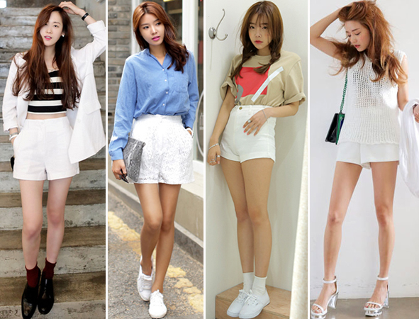 กางเกงขาสั้นสีขาว กางเกงขาสั้นสีขาว