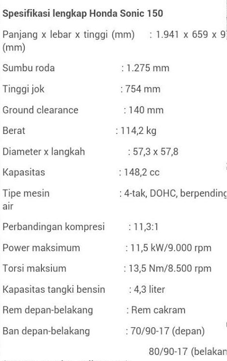 honda sonic 150 honda sonic 150