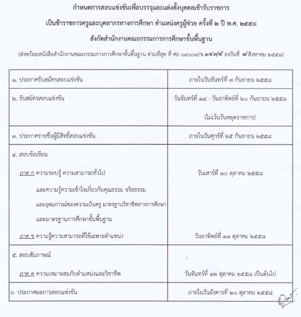 สอบครูผู้ช่วย 2/2558 สอบครูผู้ช่วย 2/2558