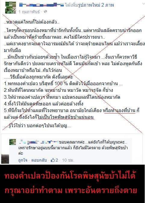 ทองคำเปลว รักษาโรคพิษสุนัขบ้า ทองคำเปลว รักษาโรคพิษสุนัขบ้า