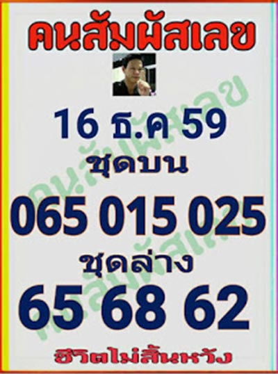 เลขเด็ดคนสัมผัสเลข 1/12/59 เลขเด็ดคนสัมผัสเลข 1/12/59