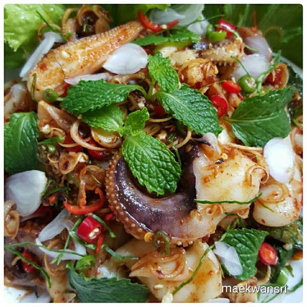 พล่าหนวดปลาหมึก พล่าหนวดปลาหมึก