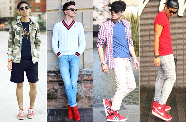 รองเท้าผ้าใบสีแดง รองเท้าผ้าใบสีแดง