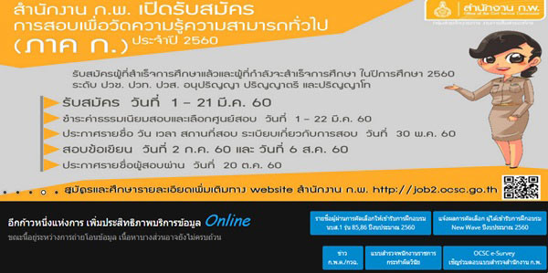 สอบ ก.พ. 2560 สอบ ก.พ. 2560