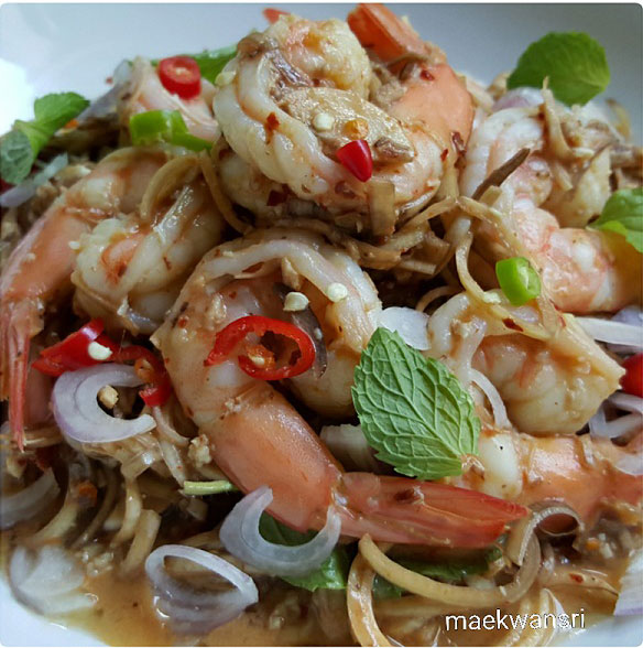 เมนูยำ ยำหัวปลีกุ้งสด