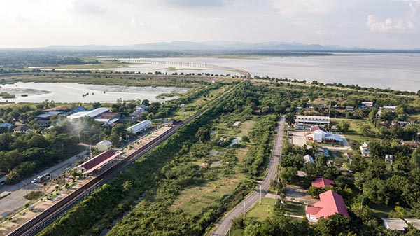 เขื่อนป่าสักชลสิทธิ์ ภาพมุมสูงของเขื่อนป่าสักชลสิทธิ์
