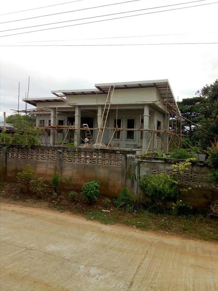 แบบบ้านชั้นเดียวยกสูงหลังคาเพิงหมาแหงน แบบบ้านชั้นเดียวยกสูงหลังคาเพิงหมาแหงน