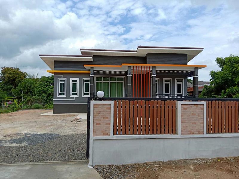 แบบบ้านชั้นเดียวยกสูงหลังคาเพิงหมาแหงน แบบบ้านชั้นเดียวยกสูงหลังคาเพิงหมาแหงน
