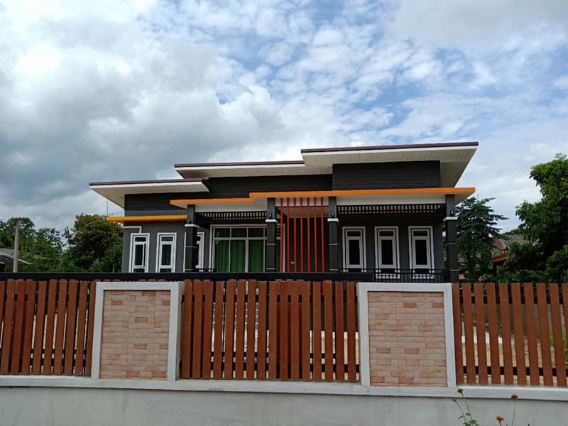 แบบบ้านชั้นเดียวยกสูงหลังคาเพิงหมาแหงน แบบบ้านชั้นเดียวยกสูงหลังคาเพิงหมาแหงน
