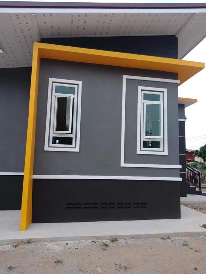 แบบบ้านชั้นเดียวยกสูงหลังคาเพิงหมาแหงน แบบบ้านชั้นเดียวยกสูงหลังคาเพิงหมาแหงน