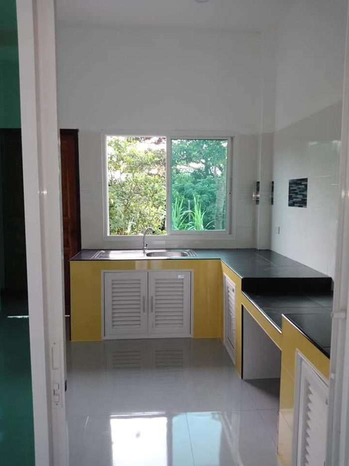 แบบบ้านชั้นเดียวยกสูงหลังคาเพิงหมาแหงน แบบบ้านชั้นเดียวยกสูงหลังคาเพิงหมาแหงน