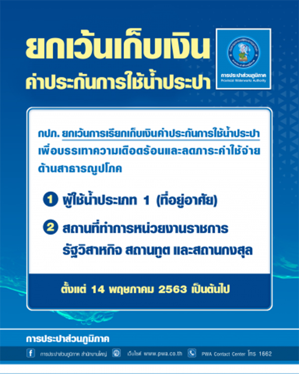 ค่าประกันการใช้น้ำประปา ค่าประกันการใช้น้ำประปา