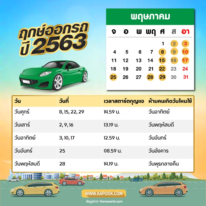 ฤกษ์ออกรถพฤษภาคม 2563 ฤกษ์ออกรถพฤษภาคม 2563