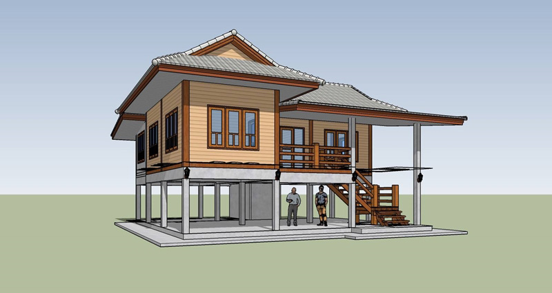 แบบบ้านชั้นเดียวใต้ถุนสูง แบบบ้านชั้นเดียวใต้ถุนสูง