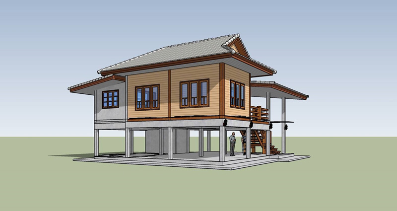 แบบบ้านชั้นเดียวใต้ถุนสูง แบบบ้านชั้นเดียวใต้ถุนสูง
