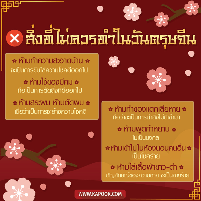 ตรุษจีน สิ่งที่ไม่ควรทำในวันตรุษจีน