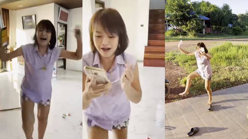 สาวเต้นดีใจถูกหวย สาวเต้นดีใจถูกหวย