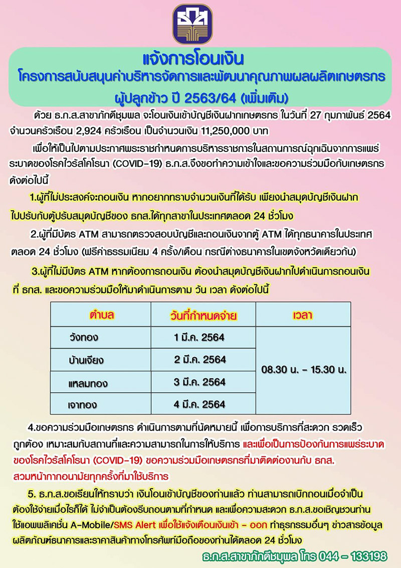 เงินช่วยเหลือชาวนา เงินช่วยเหลือชาวนา