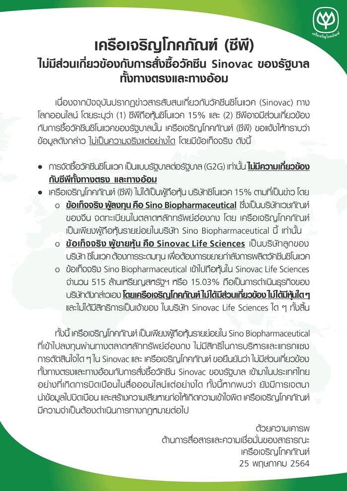 ซิโนแวค, CP, ซิโนแวค, CP,