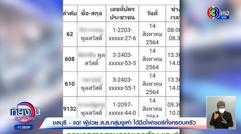 แฉผู้ช่วย ส.ส. ได้ไฟเซอร์ยกครอบครัว แฉผู้ช่วย ส.ส. ได้ไฟเซอร์ยกครอบครัว