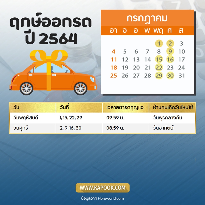 ฤกษ์ออกรถ 2564 ฤกษ์ออกรถ 2564