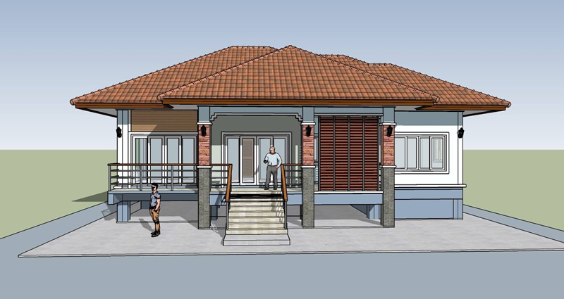 แบบบ้านชั้นเดียว 3 ห้องนอน 2 ห้องน้ำ แบบบ้านชั้นเดียว 3 ห้องนอน 2 ห้องน้ำ