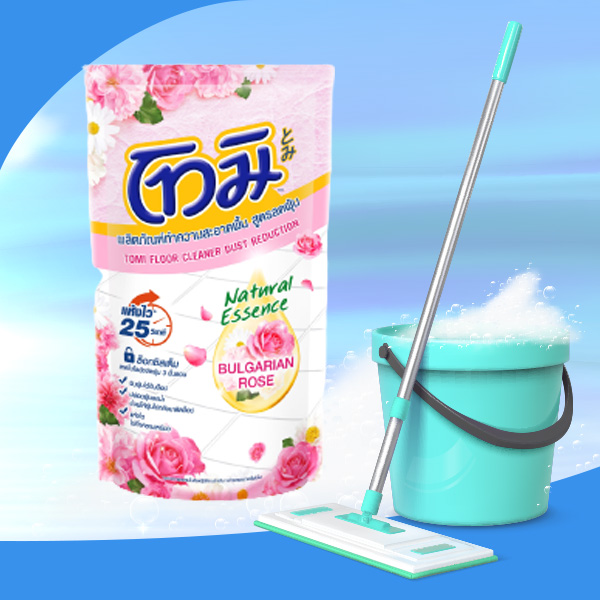น้ำยาถูพื้น โทมิ สูตรลดฝุ่น กลิ่นบัลแกเรียน โรส (สีชมพู) น้ำยาถูพื้น โทมิ สูตรลดฝุ่น กลิ่นบัลแกเรียน โรส (สีชมพู)