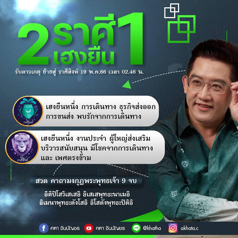 อ.คฑา ชินบัญชร ดูดวงดาวเกตุย้ายเข้าสู่ราศีสิงห์ 2 ราศีนี้ อ.คฑา ชินบัญชร ดูดวงดาวเกตุย้ายเข้าสู่ราศีสิงห์ 2 ราศีนี้