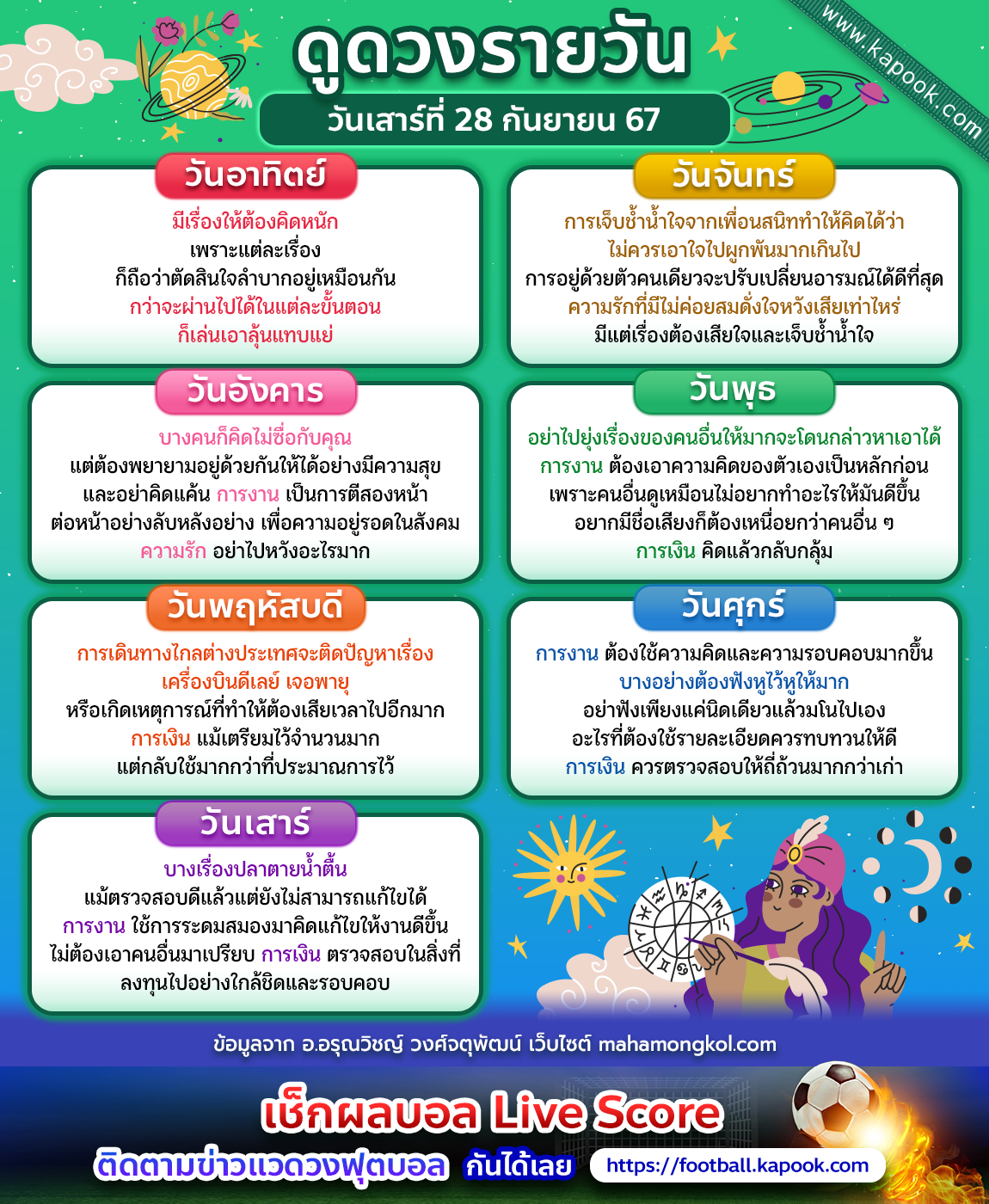 ดูดวงรายวัน 28 กันยายน 2567 ดูดวงรายวัน 28 กันยายน 2567
