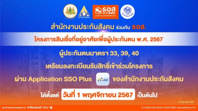 โครงการสินเชื่อประกันสังคม ธอส. โครงการสินเชื่อประกันสังคม ธอส.