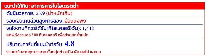 ปริมาณคาร์บที่แนะนำต่อวัน นับคาร์บ.com