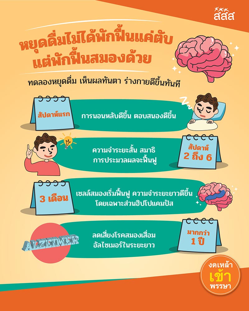 หยุดดื่ม พักตับ พักฟื้นสมอง หยุดดื่มแอลกอฮอล์