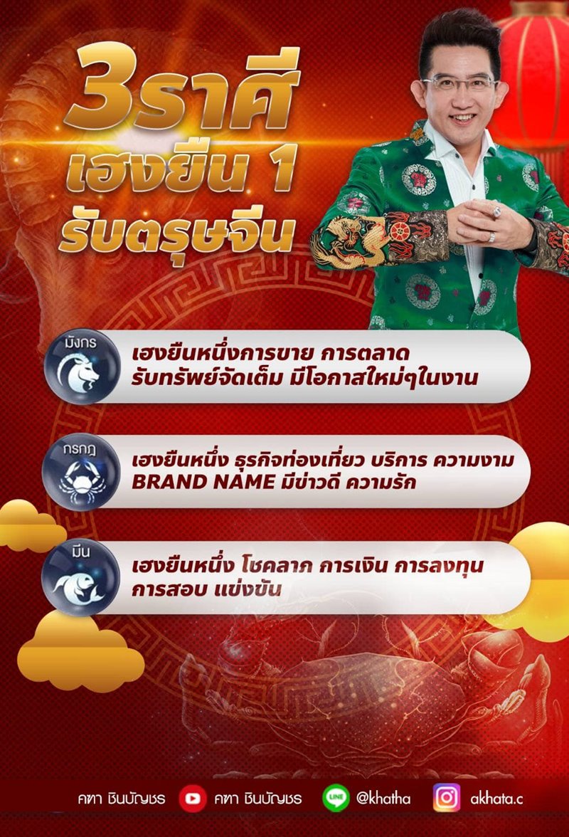 อ.คฑา ดูดวง 3 ราศี เฮงยืนหนึ่ง รับตรุษจีน 2568 อ.คฑา ดูดวง 3 ราศี เฮงยืนหนึ่ง รับตรุษจีน 2568