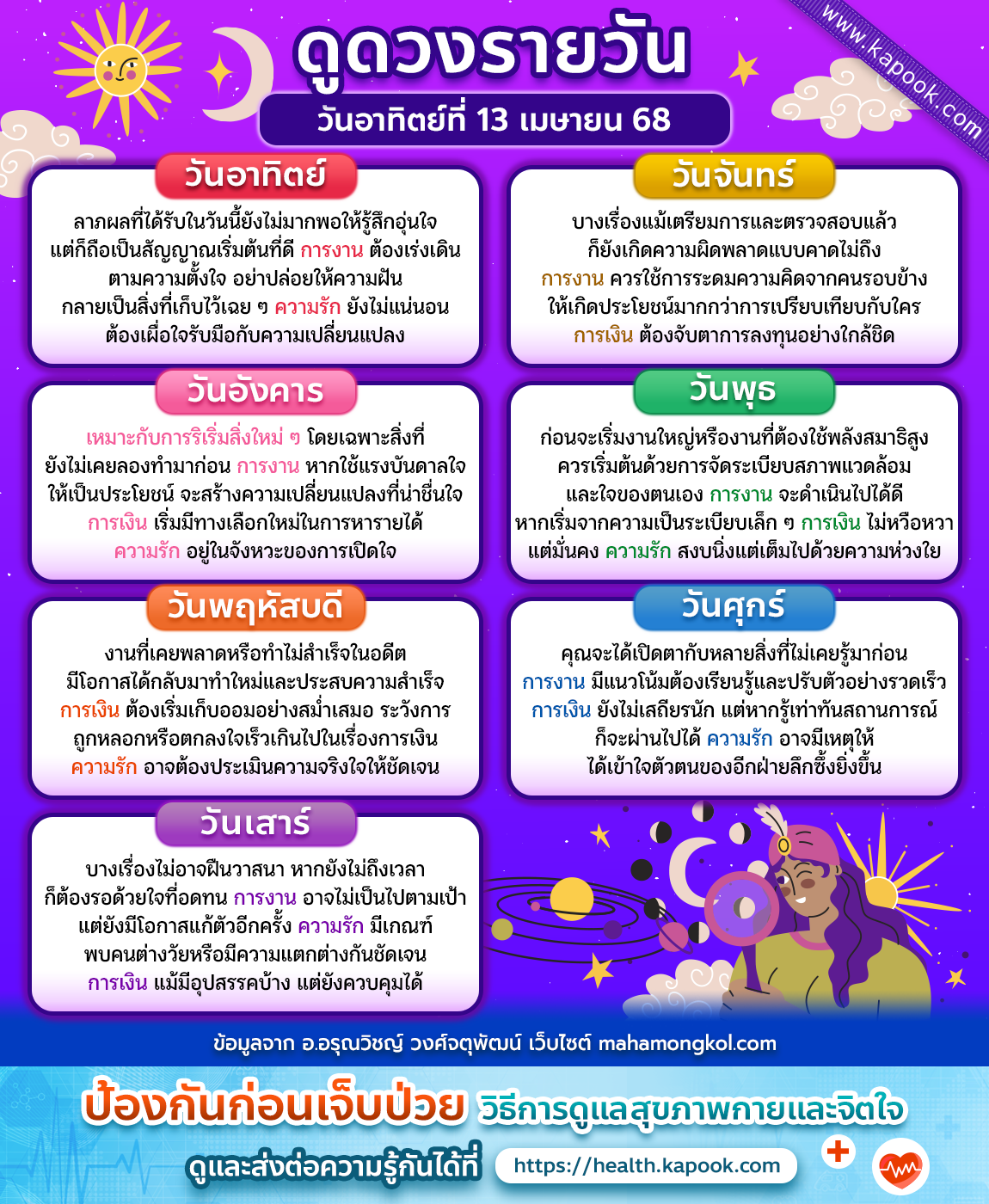 ดวงวันนี้ 13 เมษายน 2568 ดวงวันนี้ 13 เมษายน 2568