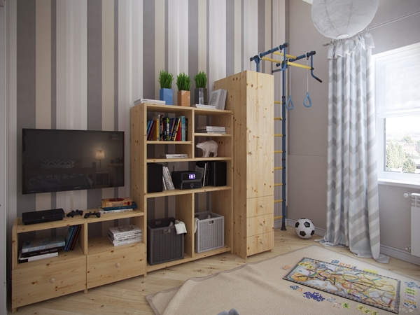 ห้องนอนเด็กโทนสีเทา แต่งด้วยเฟอร์นิเจอร์ไม้สีอ่อน ห้องนอนเด็กโทนสีเทา แต่งด้วยเฟอร์นิเจอร์ไม้สีอ่อน