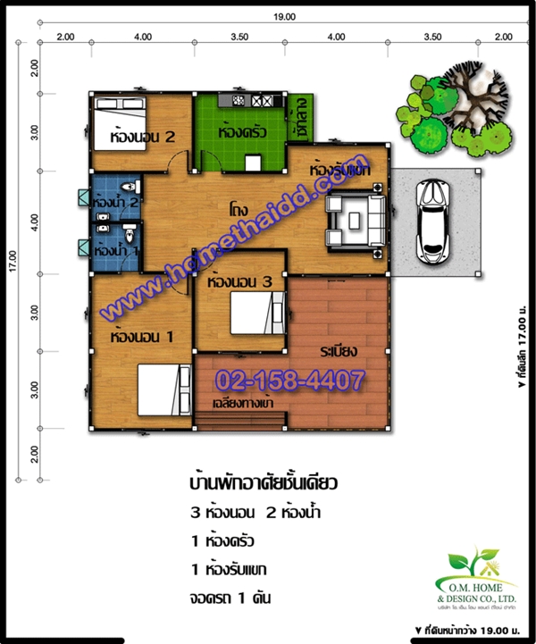 แบบบ้านชั้นเดียว 3 ห้องนอน 3 ห้องน้ำ แบบบ้านชั้นเดียว 3 ห้องนอน 3 ห้องน้ำ