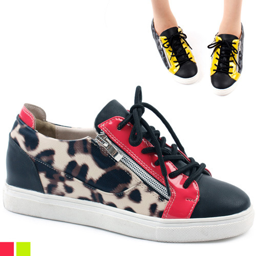 รองเท้าผ้าใบผู้หญิงลายเสือดาว รองเท้าผ้าใบผู้หญิงลายเสือดาว