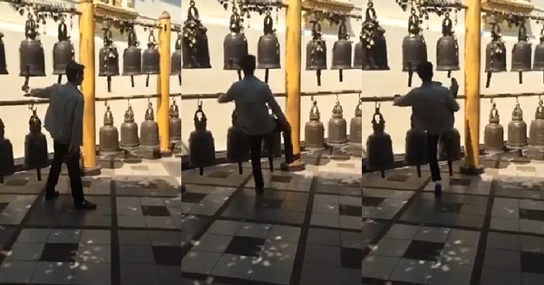 คลิปนักท่องเที่ยวจีนยกเท้าถีบระฆังวัดพระธาตุดอยสุเทพ คลิปนักท่องเที่ยวจีนยกเท้าถีบระฆังวัดพระธาตุดอยสุเทพ