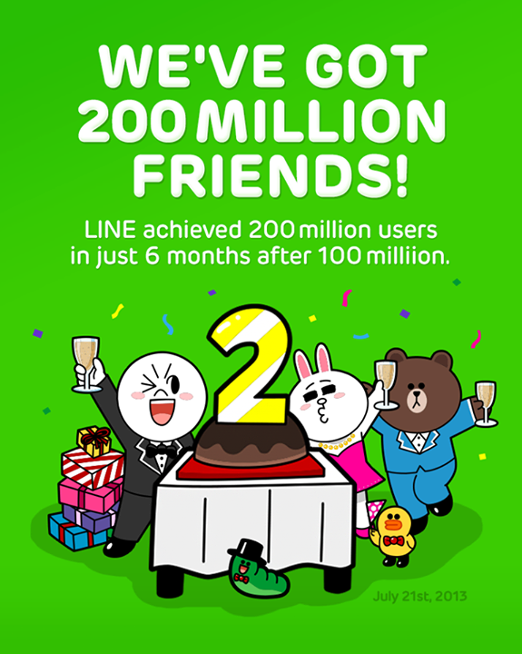 LINE แจกสติ๊กเกอร์ฟรี ฉลองยอดผู้ใช้ทะลุ 200 ล้าน LINE แจกสติ๊กเกอร์ฟรี ฉลองยอดผู้ใช้ทะลุ 200 ล้าน