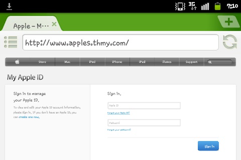 ตัวอย่างเว็บปลอม (apples.thmy.com) ที่ดักข้อมูล ตัวอย่างเว็บปลอม (apples.thmy.com) ที่ดักข้อมูล