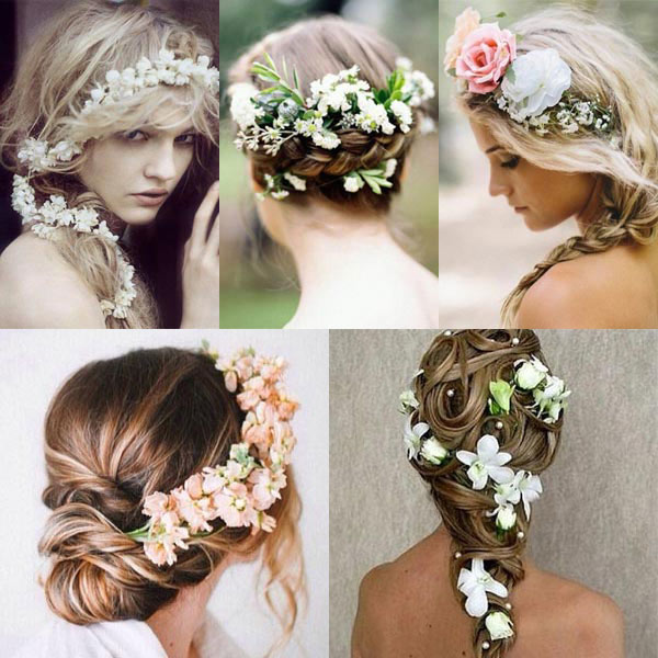 แบบผมเปียที่มีดอกไม้แซม