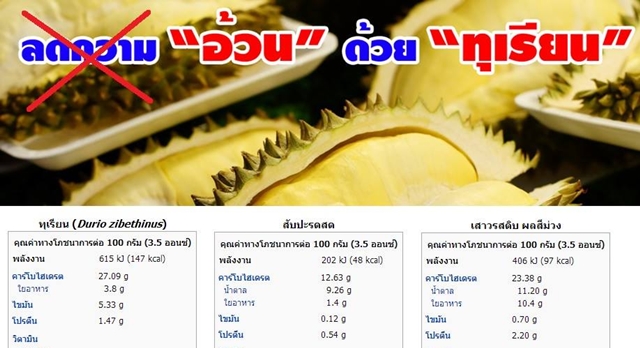 ลดความอ้วนด้วยทุเรียน ลดความอ้วนด้วยทุเรียน