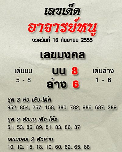 เลขเด็ด อาจารย์หนู