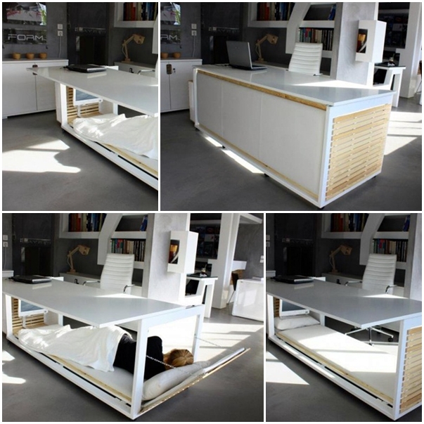 โต๊ะทำงานเจ๋ง ๆ เป็นเตียงนอนได้ในตัว